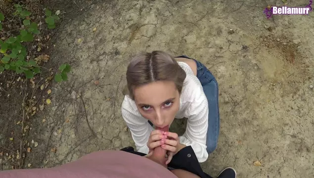 The half-sister helped me with the boner and gave me a blowjob in the woods.